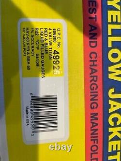 Brand New Yellow Jacket 49925 Titan LIQUID FILL Gauges, with Hoses, only R22