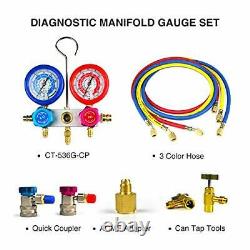 CT-136G 3-Way AC Diagnostic Manifold Gauge Set with Case for Freon Charging