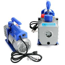 Combo 35CFM 1/4HP Air Vacuum Pump HVAC + R134A Kit AC A/C Manifold Gauge Set U7