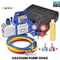 Combo 4CFM 13HP Air Vacuum Pump HVAC + R134A Kit AC AC Manifold Gauge Set Oil