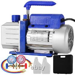 Combo 4 CFM 1/3HP AC Air Vacuum Pump HVAC + R134A Kit A/C Manifold Gauges Set