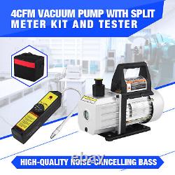Combo 4 CFM 1/3HP Air Vacuum Pump Manifold Gauge Set + Leak Detector Parameters