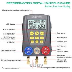 Digital Manifold Gauge Meter Vacuum Pressure Temperature Leakage Tester Set D7S2
