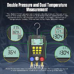 Digital Manifold HVAC Gauges Set with Pressure & Temp Test, Digital Refrigerant