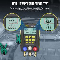 Digital Refrigerant Manifold Meter HVAC System Pressure Vacuum Temp Leak Tester