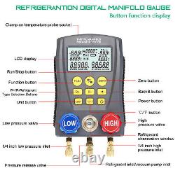 Digital Refrigeration Manifold Gauge kit Pressure Vacuum Temperature Meter A4J7