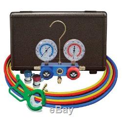 Dual R134a/R12 2-way Manifold Gauge Set with FREE 85530 3-in-1 Side Can Tap