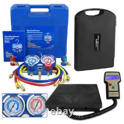 Electronic Deluxe Manifold Gauge Set R134a R410a R22 Digital Refrigeration Scale