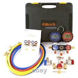 Elitech DMG-3B AC Manifold Gauge Set Kit 2 Way Fits R134A R410A R22 Refrigerants