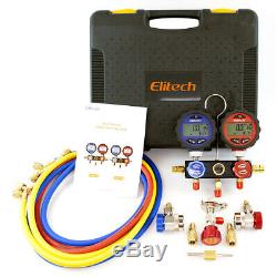 Elitech DMG-3 AC Manifold Gauge Set 2 Way Fits R134A R410A and R22 Refrigerants