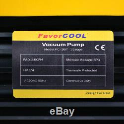 FAVORCOOL 3.6CFM 1/4HP Vacuum Pump + AC Manifold Gauge Set Combo R410A R134A R22