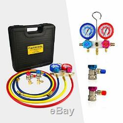 FAVORCOOL CT-136G 3-Way AC Diagnostic Manifold Gauge Set with Case for Freon