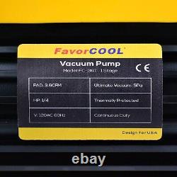 FavorCOOL Vacuum Pump and Manifold Gauge Set, 3.6 CFM 1/4 HP Single Stage Rota