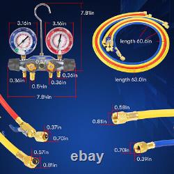 For Yellow Jacket 49968 Manifold Gauges with Ball Valve Hose Set R-22/404A/410A