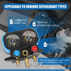 HVAC Air Refrigeration A/C Manifold Gauge Set R134A R404A R12 R1234yf with Hoses