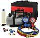 Hvac Air Vacuum Pump 110 Volt 1/4 Hp A/c Refrigeration Kit Ac Manifold Gauge Set
