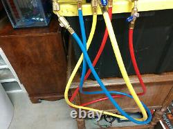 HVAC Gauge Set R-22 R-134a R-404A R410A. Manifold, gauges, and hoses