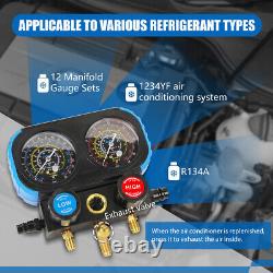 HVAC Gauges With Hoses & Adapters 3 Way AC Gauges Refrigerant Manifold Gauge Kit