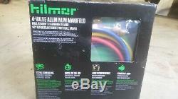 Hilmor 1839110 4-Valve Aluminum Manifold Set R410A with Hoses HVAC Gauges