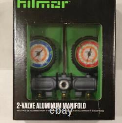 Hilmor 1839134 R22-404A-410A 2-Valve Aluminum Manifold HVAC Gauge Set Multi-C