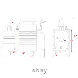 IRONMAX 4CFM 1/3HP Air Vacuum Pump HVAC Refrigeration AC Manifold Gauge Set R134