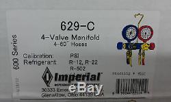 Imperial, 4-Valve Manifold, 60 Hose Set with LOW-LOSS FITTINGS, 629-C