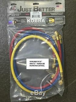 Jb Kobra Manifold HP Hose Set For Gauges, 72 / 6 Feet Red Blue Yellow