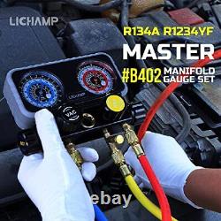 Lichamp AC R1234YF R134A Gauge Set Automotive 4 Valve Manifold Gauge Compati