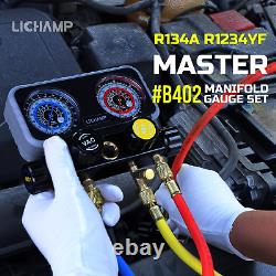Lichamp AC R1234YF R134A Gauge Set, Automotive 4 Valve Manifold Gauge Compatible