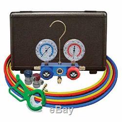 MASTERCOOL 98661-PRO Blue R134a and R12 Dual Manifold Gauge Set with 2 Sets
