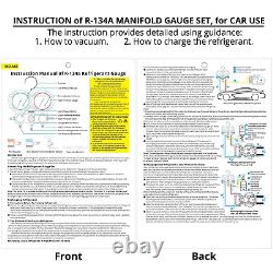 Manifold Gauge Set, Car AC Gauge Set for R134A, R12 Refrigerants, 3 Way AC Gauge
