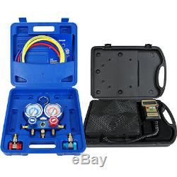 Manifold Gauge Set R134a R410a R22 & Electronic Digital Refrigerant Scale Deluxe
