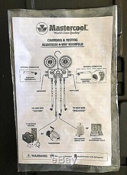 Mastercool 4 Way Charging & Testing Aluminum Manifold Gauge Set Carry Hard Case