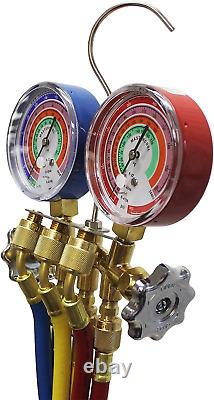 Mastercool 59161 Brass R410A R22 R404A 2-Way Manifold Gauge Set with 3-1/8 and