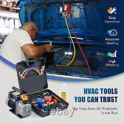OMT 1/3HP 4CFM HVAC Auto AC Vacuum Pump with Manifold Gauge Set & Accessories US