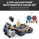 Omt 1/3hp 4cfm Vacuum Pump Tool Kit & Manifold Gauge Set Evacuation&recharging