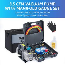 OMT 1/4hp Vacuum Pump & AC Manifold Gauge Set for R410a R404 R22 R134a with Bag