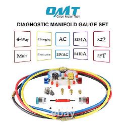 OMT 4 Way AC Diagnostic Manifold Gauge Set, Fits R134A R410A and R22 Refrigerant