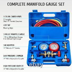 OMT AC Gauges, AC Manifold Gauge Set for R134A R12 R22 R502, 3 Way Automotive AC