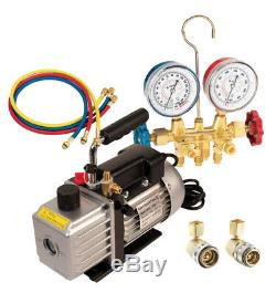 One FJC A/C Vacuum Pump Kit with R134a Manifold Gauge Set