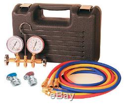 Professional Grade Brass R134A A/C Manifold Gauge Set With Case Complete Kit AC