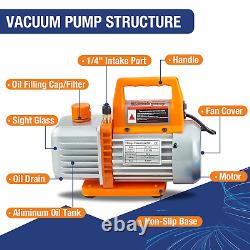 Professional Vacuum Pump & Manifold Gauge Set HVAC A/C Refrigeration Kit Dia
