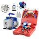 R134 Hvac Ac Manifold Gauge Set Kit Refrigerant+ 3cfm 1/4hp Electric Vacuum Pump