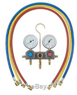 Refco MANIFOLD SET WITH HOSES Dual Scale Gauges, R22, R134a & R404A Scales