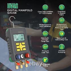 Refrigerant Detection Digital Manifold Gauge Set HVAC Pressure&Temp Test HVAC Ma