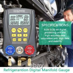 Refrigeration Digital Manifold Gauge Set 3 Valve HVAC Diagnostic Tool Kit Q5H8