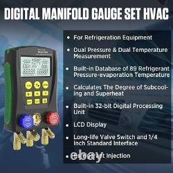 Refrigeration Digital Manifold Gauge Set HVAC Pressure Vacuum Temperature Tester