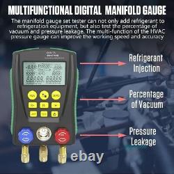 Refrigeration HVAC Digital Manifold Gauge Set Vacuum Pressure Temperature Tester