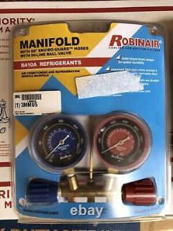 Robinair 41670 R410A Red/Blue Gauge High Pressure Brass Manifold Set- Brand NEW