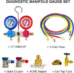 Single Stage Rotary Vane Air Vacuum Pump and AC Manifold Gauge Set Kit for R134A